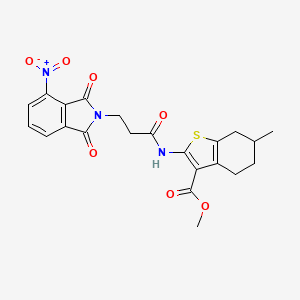molecular formula C22H21N3O7S B4984954 methyl 6-methyl-2-{[3-(4-nitro-1,3-dioxo-1,3-dihydro-2H-isoindol-2-yl)propanoyl]amino}-4,5,6,7-tetrahydro-1-benzothiophene-3-carboxylate 