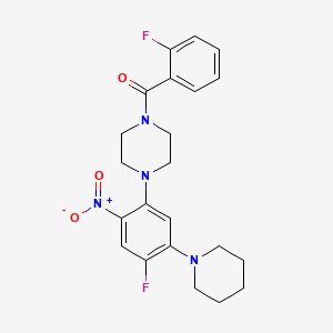 molecular formula C22H24F2N4O3 B4984967 1-(2-fluorobenzoyl)-4-[4-fluoro-2-nitro-5-(1-piperidinyl)phenyl]piperazine 