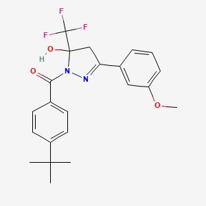 molecular formula C22H23F3N2O3 B4985002 1-(4-tert-butylbenzoyl)-3-(3-methoxyphenyl)-5-(trifluoromethyl)-4,5-dihydro-1H-pyrazol-5-ol 