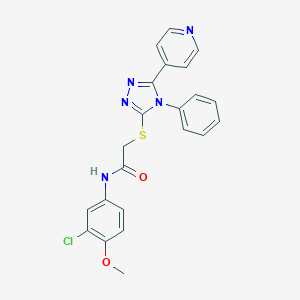 molecular formula C22H18ClN5O2S B498501 N-(3-chloro-4-methoxyphenyl)-2-{[4-phenyl-5-(pyridin-4-yl)-4H-1,2,4-triazol-3-yl]sulfanyl}acetamide 