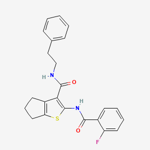 molecular formula C23H21FN2O2S B4985025 2-[(2-fluorobenzoyl)amino]-N-(2-phenylethyl)-5,6-dihydro-4H-cyclopenta[b]thiophene-3-carboxamide 