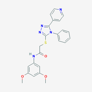 molecular formula C23H21N5O3S B498504 N-(3,5-dimethoxyphenyl)-2-{[4-phenyl-5-(pyridin-4-yl)-4H-1,2,4-triazol-3-yl]sulfanyl}acetamide 