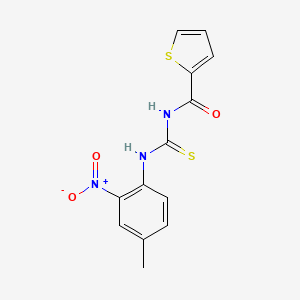 molecular formula C13H11N3O3S2 B4985090 N-{[(4-methyl-2-nitrophenyl)amino]carbonothioyl}-2-thiophenecarboxamide 