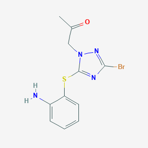 molecular formula C11H11BrN4OS B498512 1-{5-[(2-aminophenyl)sulfanyl]-3-bromo-1H-1,2,4-triazol-1-yl}acetone CAS No. 914357-54-3