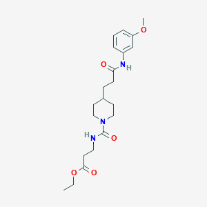 molecular formula C21H31N3O5 B4985126 ethyl N-[(4-{3-[(3-methoxyphenyl)amino]-3-oxopropyl}-1-piperidinyl)carbonyl]-beta-alaninate 