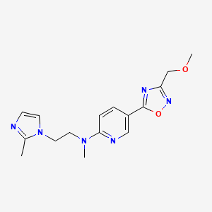 molecular formula C16H20N6O2 B4985177 5-[3-(methoxymethyl)-1,2,4-oxadiazol-5-yl]-N-methyl-N-[2-(2-methyl-1H-imidazol-1-yl)ethyl]-2-pyridinamine 