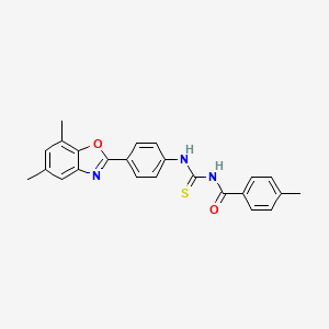 molecular formula C24H21N3O2S B4985192 N-({[4-(5,7-dimethyl-1,3-benzoxazol-2-yl)phenyl]amino}carbonothioyl)-4-methylbenzamide 