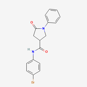 molecular formula C17H15BrN2O2 B4985214 N-(4-bromophenyl)-5-oxo-1-phenyl-3-pyrrolidinecarboxamide 