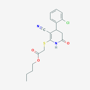 butyl {[4-(2-chlorophenyl)-3-cyano-6-oxo-1,4,5,6-tetrahydro-2-pyridinyl]thio}acetate