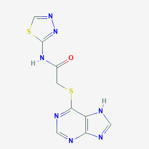 molecular formula C9H7N7OS2 B498528 2-(9H-purin-6-ylsulfanyl)-N-(1,3,4-thiadiazol-2-yl)acetamide 