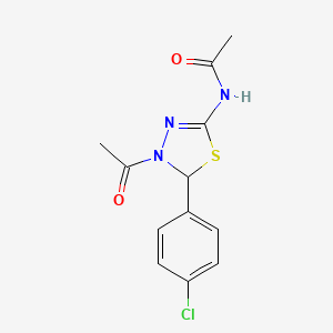 molecular formula C12H12ClN3O2S B4985290 N-[4-乙酰基-5-(4-氯苯基)-4,5-二氢-1,3,4-噻二唑-2-基]乙酰胺 