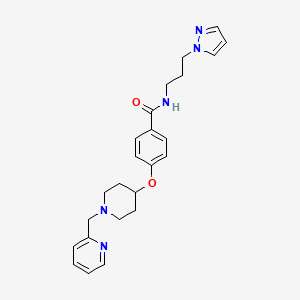 molecular formula C24H29N5O2 B4985312 N-[3-(1H-pyrazol-1-yl)propyl]-4-{[1-(2-pyridinylmethyl)-4-piperidinyl]oxy}benzamide 