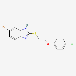 molecular formula C15H12BrClN2OS B4985376 6-bromo-2-{[2-(4-chlorophenoxy)ethyl]thio}-1H-benzimidazole 