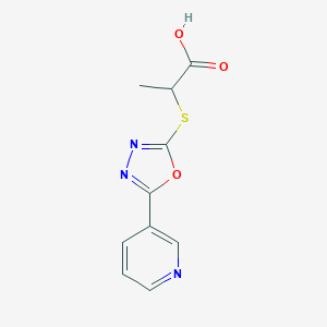molecular formula C10H9N3O3S B498542 2-[(5-Pyridin-3-yl-1,3,4-oxadiazol-2-yl)thio]propanoic acid 