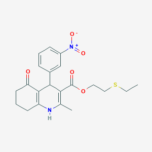 molecular formula C21H24N2O5S B4985420 2-(ethylthio)ethyl 2-methyl-4-(3-nitrophenyl)-5-oxo-1,4,5,6,7,8-hexahydro-3-quinolinecarboxylate 