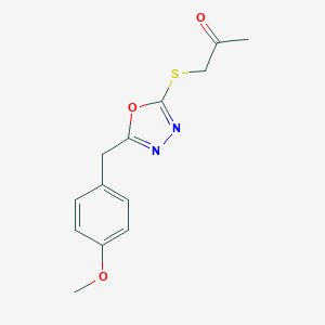 molecular formula C13H14N2O3S B498543 1-{[5-(4-Methoxybenzyl)-1,3,4-oxadiazol-2-yl]thio}acetone 
