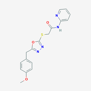 molecular formula C17H16N4O3S B498544 2-{[5-(4-methoxybenzyl)-1,3,4-oxadiazol-2-yl]sulfanyl}-N-(2-pyridinyl)acetamide 