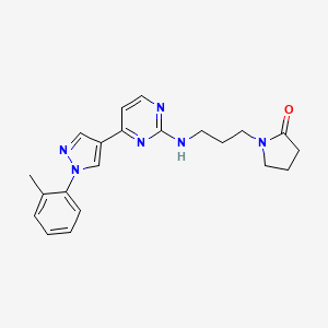 molecular formula C21H24N6O B4985458 1-[3-({4-[1-(2-methylphenyl)-1H-pyrazol-4-yl]-2-pyrimidinyl}amino)propyl]-2-pyrrolidinone 