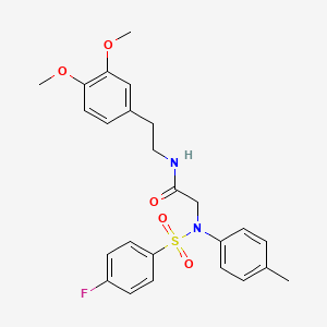 molecular formula C25H27FN2O5S B4985496 N~1~-[2-(3,4-dimethoxyphenyl)ethyl]-N~2~-[(4-fluorophenyl)sulfonyl]-N~2~-(4-methylphenyl)glycinamide 