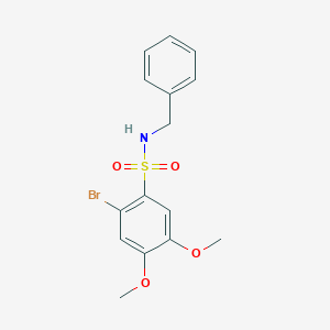 molecular formula C15H16BrNO4S B498550 N-benzyl-2-bromo-4,5-dimethoxybenzenesulfonamide 