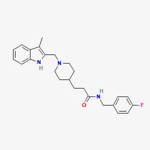 molecular formula C25H30FN3O B4985513 N-(4-fluorobenzyl)-3-{1-[(3-methyl-1H-indol-2-yl)methyl]-4-piperidinyl}propanamide 