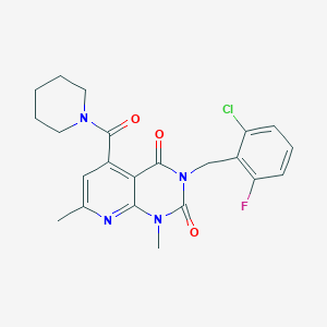 molecular formula C22H22ClFN4O3 B4985525 3-(2-chloro-6-fluorobenzyl)-1,7-dimethyl-5-(1-piperidinylcarbonyl)pyrido[2,3-d]pyrimidine-2,4(1H,3H)-dione 