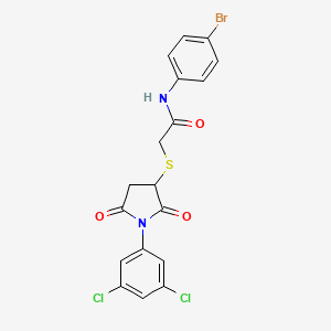 molecular formula C18H13BrCl2N2O3S B4985532 N-(4-bromophenyl)-2-{[1-(3,5-dichlorophenyl)-2,5-dioxo-3-pyrrolidinyl]thio}acetamide 
