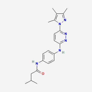 molecular formula C21H26N6O B4985544 3-methyl-N-(4-{[6-(3,4,5-trimethyl-1H-pyrazol-1-yl)-3-pyridazinyl]amino}phenyl)butanamide 