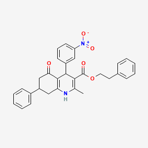 2-phenylethyl 2-methyl-4-(3-nitrophenyl)-5-oxo-7-phenyl-1,4,5,6,7,8-hexahydro-3-quinolinecarboxylate
