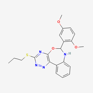 molecular formula C21H22N4O3S B4985559 6-(2,5-dimethoxyphenyl)-3-(propylthio)-6,7-dihydro[1,2,4]triazino[5,6-d][3,1]benzoxazepine 