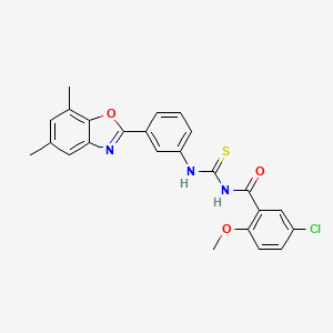 molecular formula C24H20ClN3O3S B4985599 5-chloro-N-({[3-(5,7-dimethyl-1,3-benzoxazol-2-yl)phenyl]amino}carbonothioyl)-2-methoxybenzamide 