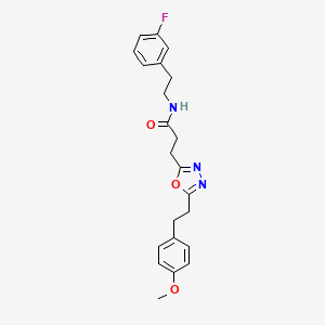 molecular formula C22H24FN3O3 B4985640 N-[2-(3-fluorophenyl)ethyl]-3-{5-[2-(4-methoxyphenyl)ethyl]-1,3,4-oxadiazol-2-yl}propanamide 