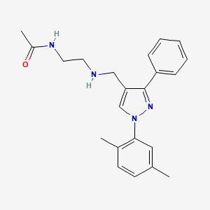 molecular formula C22H26N4O B4985649 N-[2-({[1-(2,5-dimethylphenyl)-3-phenyl-1H-pyrazol-4-yl]methyl}amino)ethyl]acetamide 
