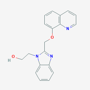molecular formula C19H17N3O2 B498565 2-{2-[(8-quinolinyloxy)methyl]-1H-benzimidazol-1-yl}ethanol 