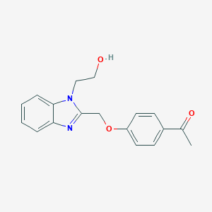 molecular formula C18H18N2O3 B498566 1-(4-{[1-(2-Hydroxyethyl)-1H-benzimidazol-2-YL]-methoxy}phenyl)ethanone CAS No. 891449-68-6