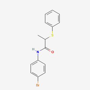 molecular formula C15H14BrNOS B4985719 N-(4-bromophenyl)-2-(phenylthio)propanamide 