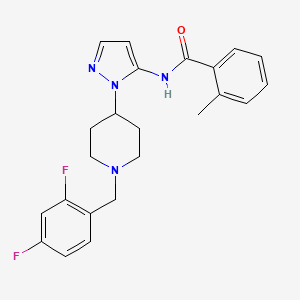 molecular formula C23H24F2N4O B4985777 N-{1-[1-(2,4-difluorobenzyl)-4-piperidinyl]-1H-pyrazol-5-yl}-2-methylbenzamide 
