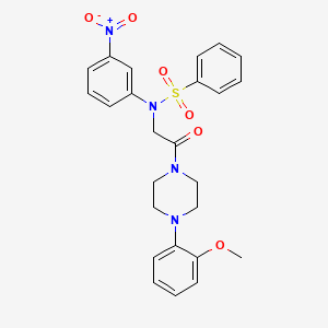 molecular formula C25H26N4O6S B4985791 N-{2-[4-(2-methoxyphenyl)-1-piperazinyl]-2-oxoethyl}-N-(3-nitrophenyl)benzenesulfonamide 