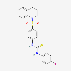 molecular formula C22H20FN3O2S2 B4985812 N-[4-(3,4-dihydro-1(2H)-quinolinylsulfonyl)phenyl]-N'-(4-fluorophenyl)thiourea 