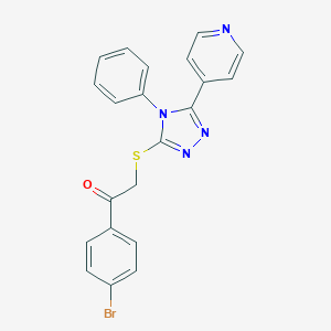 molecular formula C21H15BrN4OS B498585 1-(4-bromophenyl)-2-{[4-phenyl-5-(pyridin-4-yl)-4H-1,2,4-triazol-3-yl]sulfanyl}ethanone 