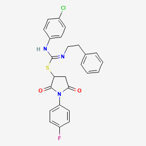 molecular formula C25H21ClFN3O2S B4985853 1-(4-fluorophenyl)-2,5-dioxo-3-pyrrolidinyl N'-(4-chlorophenyl)-N-(2-phenylethyl)imidothiocarbamate 