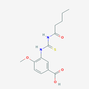 molecular formula C14H18N2O4S B4985913 4-methoxy-3-{[(pentanoylamino)carbonothioyl]amino}benzoic acid 
