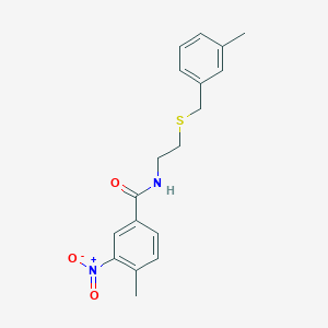 molecular formula C18H20N2O3S B4985950 4-methyl-N-{2-[(3-methylbenzyl)thio]ethyl}-3-nitrobenzamide 