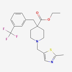 molecular formula C21H25F3N2O2S B4985991 ethyl 1-[(2-methyl-1,3-thiazol-5-yl)methyl]-4-[3-(trifluoromethyl)benzyl]-4-piperidinecarboxylate 