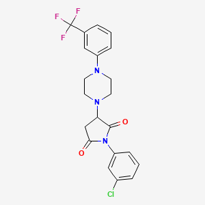 molecular formula C21H19ClF3N3O2 B4986028 1-(3-chlorophenyl)-3-{4-[3-(trifluoromethyl)phenyl]-1-piperazinyl}-2,5-pyrrolidinedione 