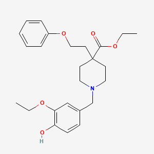 molecular formula C25H33NO5 B4986049 ethyl 1-(3-ethoxy-4-hydroxybenzyl)-4-(2-phenoxyethyl)-4-piperidinecarboxylate 