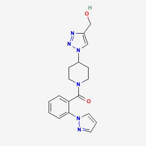 molecular formula C18H20N6O2 B4986060 (1-{1-[2-(1H-pyrazol-1-yl)benzoyl]-4-piperidinyl}-1H-1,2,3-triazol-4-yl)methanol 