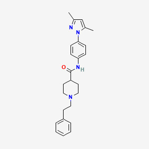 molecular formula C25H30N4O B4986093 N-[4-(3,5-dimethyl-1H-pyrazol-1-yl)phenyl]-1-(2-phenylethyl)-4-piperidinecarboxamide 