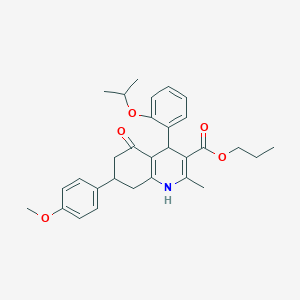 molecular formula C30H35NO5 B4986143 propyl 4-(2-isopropoxyphenyl)-7-(4-methoxyphenyl)-2-methyl-5-oxo-1,4,5,6,7,8-hexahydro-3-quinolinecarboxylate 