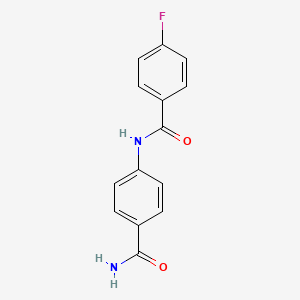 molecular formula C14H11FN2O2 B4986185 N-[4-(aminocarbonyl)phenyl]-4-fluorobenzamide 